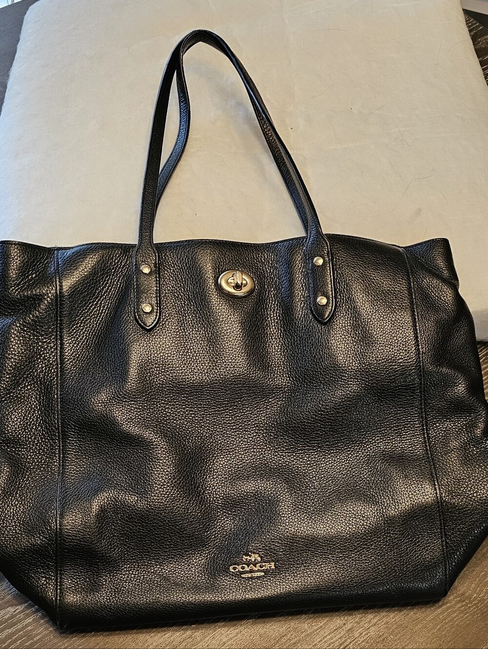 Coach Pebble Leather Black Tote Bag - Classic Shoulder Bag